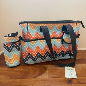 Cherokee Tote Diaper Bag Stroller Loops, Insulated Bottle Holder, Changing Pad